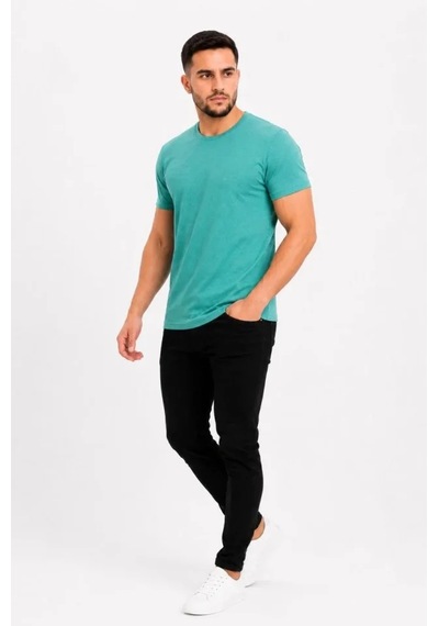 Veraura Lifestyle Erkek Basic Tişört Bisiklet Yaka Kısa Kol Günlük Yazlık Slim Fit T-shirt - Su Yeşili