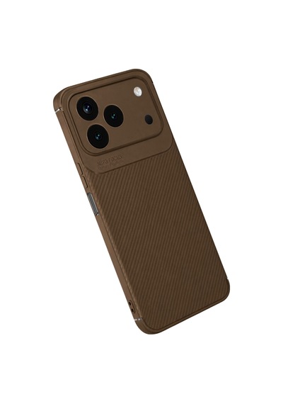 Tecno Spark 50 4g Uyumlu Kılıf Karbon Tasarım Kamera Korumalı Silikon Telefon Kılıfı Kapak Kahverengi