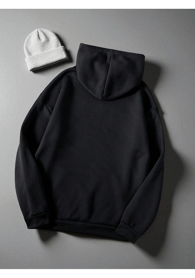 Uyguntarz Unisex Sirali Kalp Baskılı Oversize Sweatshirt siyah