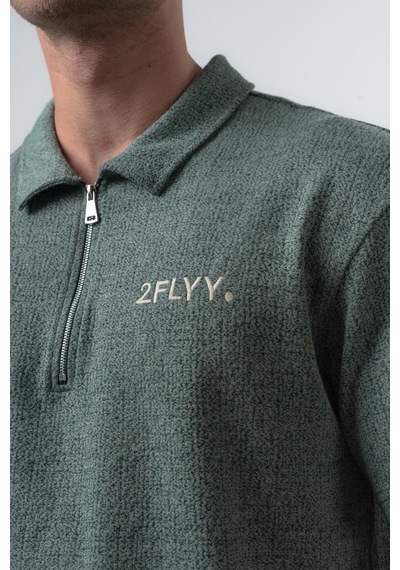 Erkek 2flyy Yazılı Yarım Fermuarlı Regular Fit T-shirt Şort Takım Nefti Çok Renkli