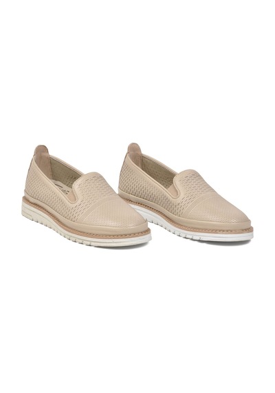Voyager Kadın Bej Hakiki Deri Anatomik Rahat Tabanlı Casual Ayakkabı Loafer Z281
