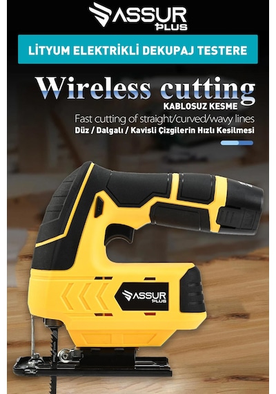 Assur Plus Extra Pro 12 Volt Li-ion Şarjlı Dekupaj Testere Sarı-1202