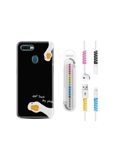Oppo A5S Kılıf Kablo Koruyuculu Dont Touch Duck 1655