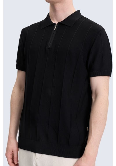 Hatemoğlu Siyah Regular Fit Polo Yaka Rayon Tişört