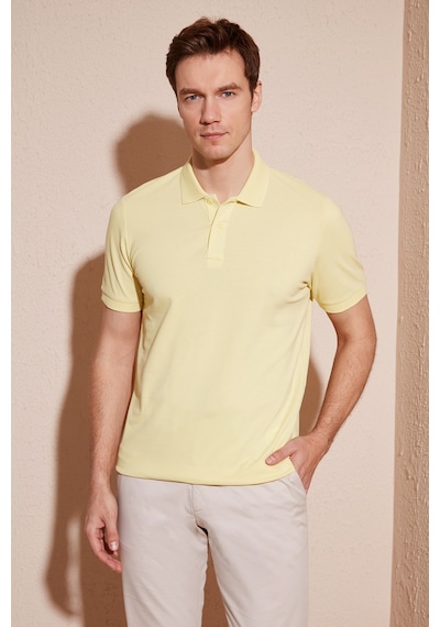 Buratti Pamuklu Regular Fit Düğmeli Erkek Polo Yaka T Shirt 5902739 Açık Sari