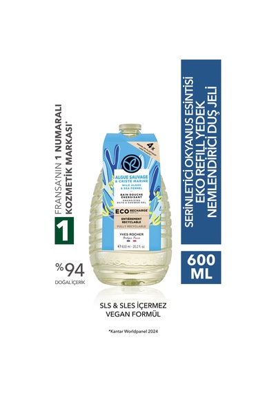Yves Rocher Eko Refill Yedek Duş Jeli-nemlendirici Serinletici Okyanus Esintisi- Sls,sles İçermez,vegan- 600ml Diğer