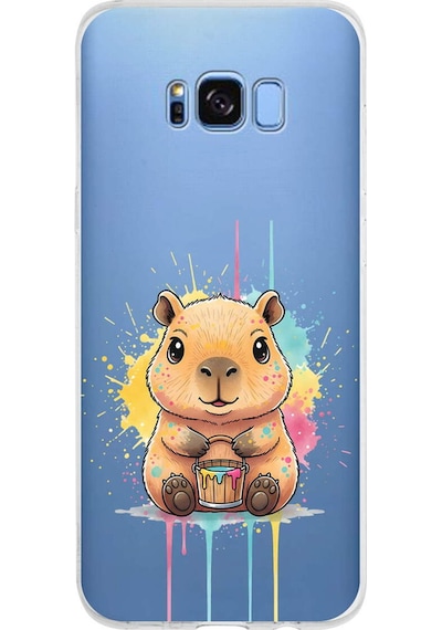 Samsung Galaxy S8 Plus İle Uyumlu Splash Kapibara Tasarımlı Şeffaf Silikon Kılıf Şeffaf