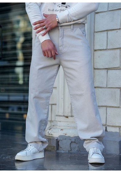 Tarz Cool Erkek Baggy Denim Pantolon Gri
