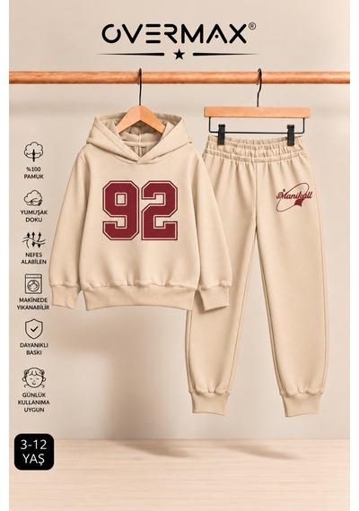 Overmax 92 Baskılı Çocuk Kapüşonlu Sweatshirt Eşofman Takımı- 3-12 Yaş Bej-bej - 928463396 Bej-bej Overmax 92 Baskılı Çocuk Kapüşonlu Sweatshirt Eşofman Takımı- 3-12 Yaş Bej-bej - 928463396 Bej-bej