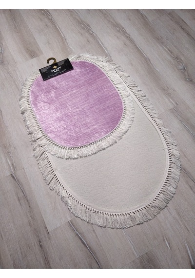 Yamalı Home Eva K1002 Fuşya 2'Li Klozet Takımı Oval Banyo Paspası Fuşya