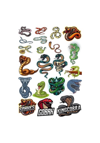 Yılan Cobra Sticker-2 17 Parça Telefon, Tablet, Defter, Laptop Sticker
