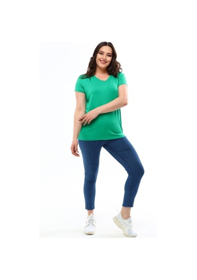 Aytemas V Yaka Basic Bluz Yeşil