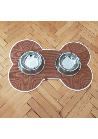 Taba-krem Kedi Köpek Kemik Şekli Mama Altlığı