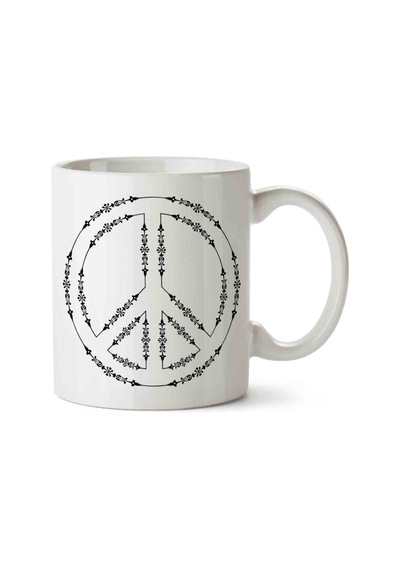 Barış Peace Porselen Kupa Bardak Beyaz