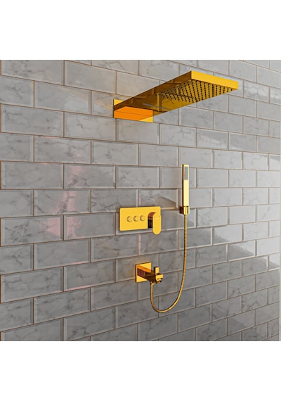 Fause Fau111-G Ankastre Comfort Panel Şelale Duş Seti Altın