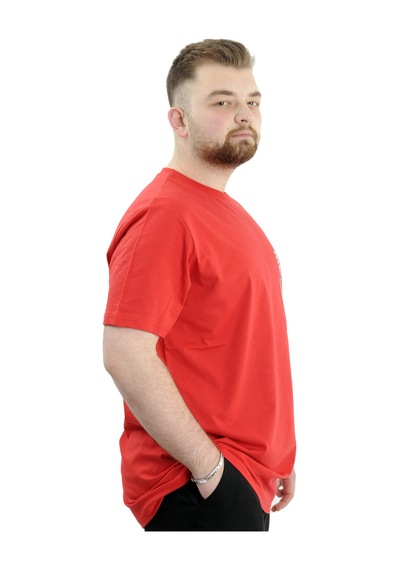 Mode Xl Büyük Beden Baskılı Bisiklet Yaka Erkek Tişört Thınkers U24043 Kırmızı Kırmızı