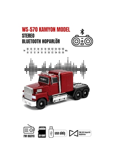 Tır Tasarımlı Bluetooth Hoparlör 15w Rgb Işıklı Fm Radyo Usb Tf Kart Çoklu Bağlantı Vintage
