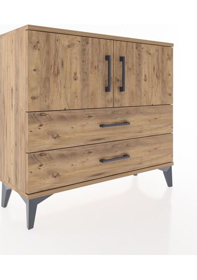 Arges Şifonyer 2 Raflı 2 Çekmeceli 2 Kapaklı 88x30x80 Çam-çam Çam