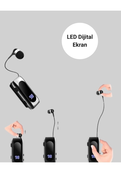 Tek Dijital Göstergeli Bluetooth Kulaklık Klipsli Ve Şık Tasarım Yeni Nesil Najmaddin