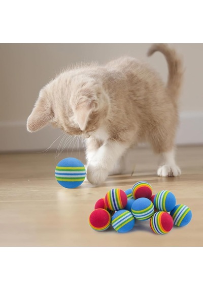 Kedi Oyuncak Topu 4 Lü Sünger Top Seti Renkli Ve Hafif Köpük Toplar Dayanıklı, Güvenli Ve Eğlenceli Kedi Oyun Topları Evcil Hayvan Etkinlik Oyuncağı