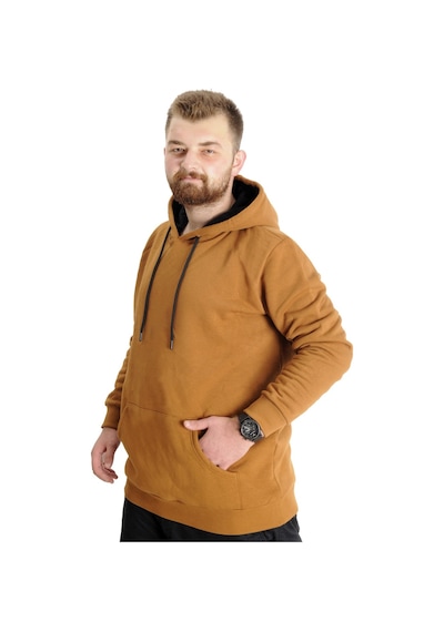 Mode Xl Büyük Beden Sweat Kapşon Kangoroo Pocket Basic 20562 Camel 001