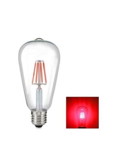4 W Kırmızı Işık 4 Flamanlı Rustik E27 Duy Led Ampül Renkli 1 Adet