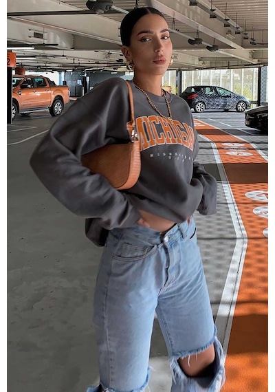 Madmext Mad Girls Antrasit Sweatshirt Mg785 Antrasit