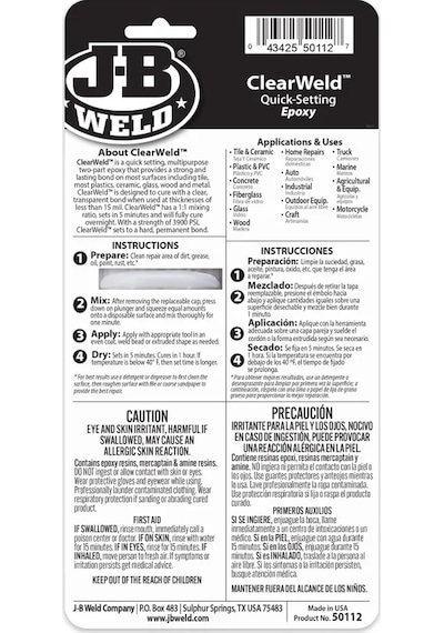 Jb Weld Clearweld Şırınga - 25 Ml Çoğu Yüzeyde Etkili Hızlı Epoksi Yapıştırıcı
