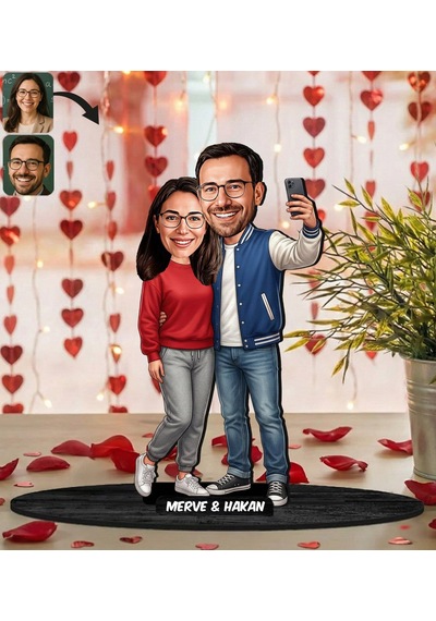 Bk Gift Kişiye Özel Sevgili Karikatürlü Ahşap Biblo -16, Fotoğraftan Karikatür, Sevgililer Günü Hediyesi, Ev Hediyesi Kobitmeyencom36343 Bk Gift