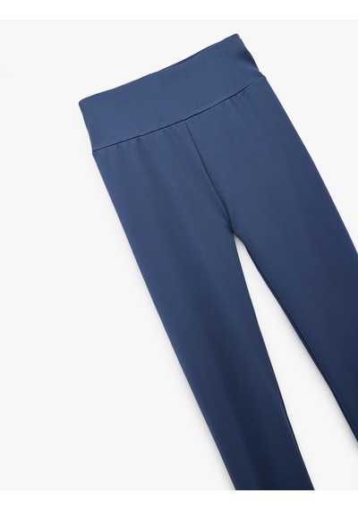Koton Yüksek Bel Slim Fit İnterlok Spor Tayt Mavi 5sak40303nk Mavi