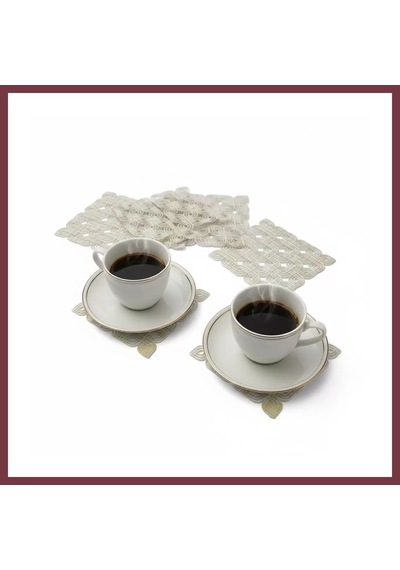 Storeşahin 6 Lı Dantel Kahve Sunumluğu 15x15 Cm Asorti Desenli Şık Bardak Altlığı Shn0720