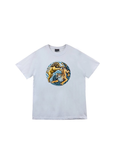 Stoned&Fame Aslan Kaplan Baskılı T-shirt Beyaz