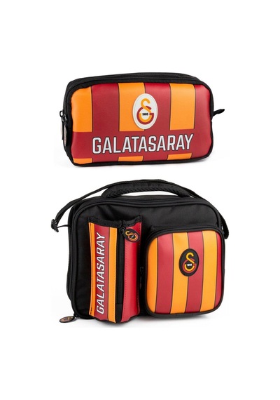 Galatasaray Erkek Çocuk Çizgi Baskılı Suni Deri Beslenme Çantası Ve Kalemlik Seti İkili Set - Setme25558 Çok Renkli
