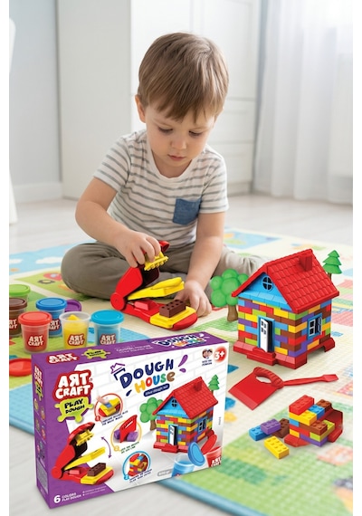 Art Craft Dough House Kendi Evini İnşa Et 6 Renk Oyun Hamuru Seti 600 Gr Eğitici Oyuncak 3+ Yaş Çok Renkli