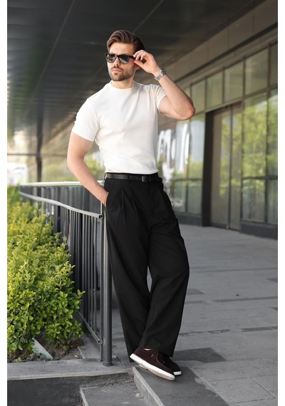 Madmext Ekru Bisiklet Yaka Regular Fit Erkek Tişört E7188