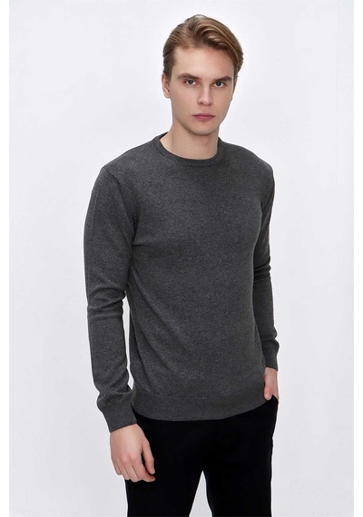 Morven Basic Dinamik Fit Rahat Kesim Bisiklet Yaka Triko Kazak 99kc017005100 Gri