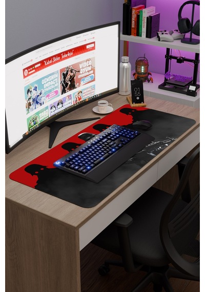 Wolfenstein Kaymaz Dikişli Kauçuk Oyuncu Mousepad V1 - 90x40 Xxl Gaming Mouse Pad Fare Altlığı