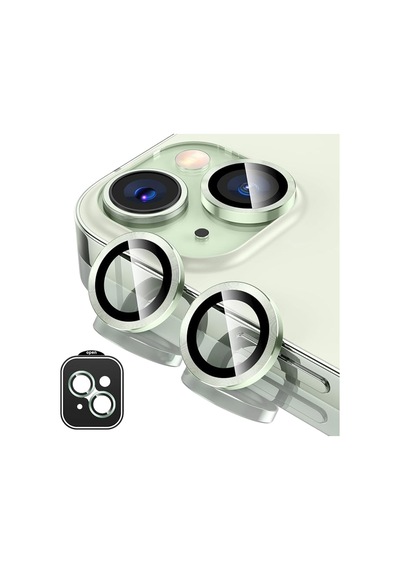 Piili Apple iPhone Uyumlu 15 / 15 Plus Hd Kamera Lens Koruyucu - Yeşil Çerçeveli