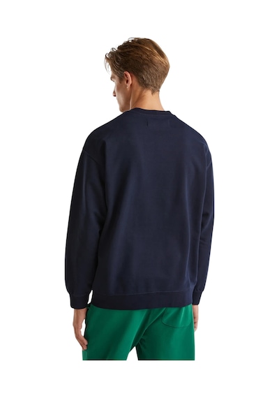 United Colors Of Benetton Erkek Önü Baskılı Ribanalı Yuvarlak Yaka Sweatshirt Lacivert
