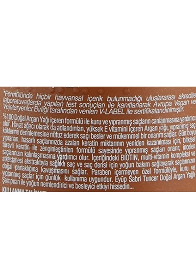 Eyüp Sabri Tuncer Doğal Argan Yağlı Şampuan 600 Ml 4 Paketi