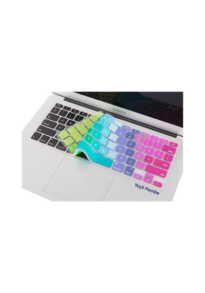 Apple Uyumlu MacBook Air Pro Klavye Koruyucu 13-15-17Inc İngilizcetürkçe Ustip Yeşil Pembe