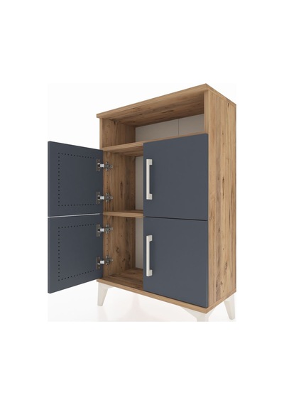 Arges Komodin Tek Raflı 4 Kapaklı 60x30x96 Çam-antrasit Atlas Çam