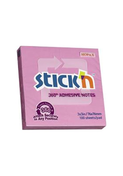 Hopax Stıckn Yapışkanlı Not Kağıdı 360° 100 Yp 76X76 Pembe 21554