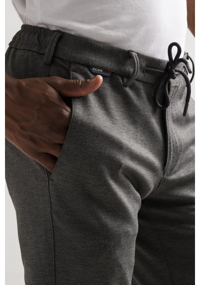 Ecer Likralı Beli Lastikli İplikli Kışlık Kumaş Erkek Jogger Pantolon gri