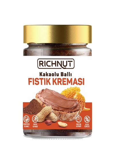 Kakaolu Ballı Fıstık Kreması Şeker, Katkı, Koruyucu İçermez 300 Gr
