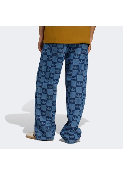 Adidas Monogram All Over Print Regular Denim Mavi Erkek Pantolon Jy2993 Mavi