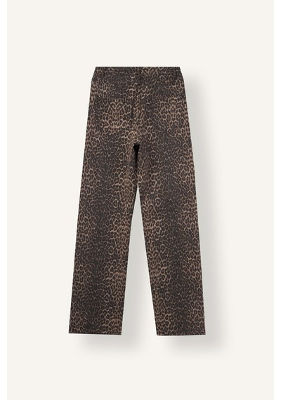 Defacto Leopar Desenli Straight Fit Cepli Normal Bel Uzun Gabardin Pantolon I8221ax26wnbn341 Kahve-bn341