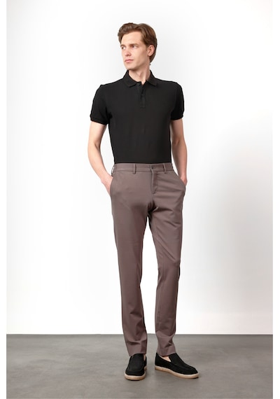 İmza Açık Kahverengi Yan Cep Kendinden Desenli Örme Jogger Slim Fit Esnek Pantolon 1003260174