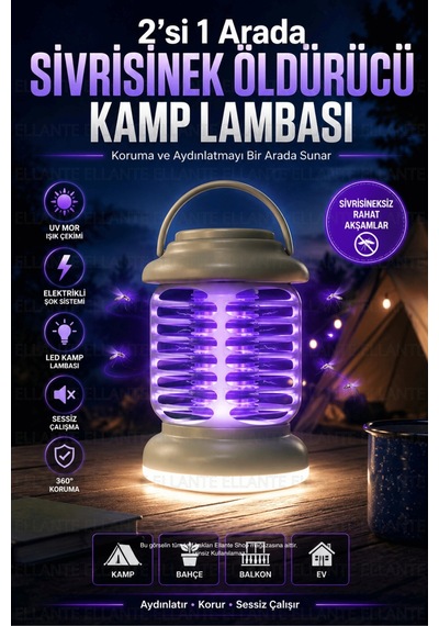 Usb Şarjlı Led Sivrisinek Öldürücü Kamp Lambası Uv Mor Işıklı Elektrikli Sinek Kovucu Bahçe Balkon Ç