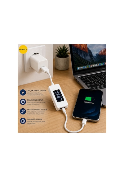 Dijital Led Göstergeli Usb Voltmetre Ampermetre Test Cihazı - Akım Ve Voltaj Ölçer